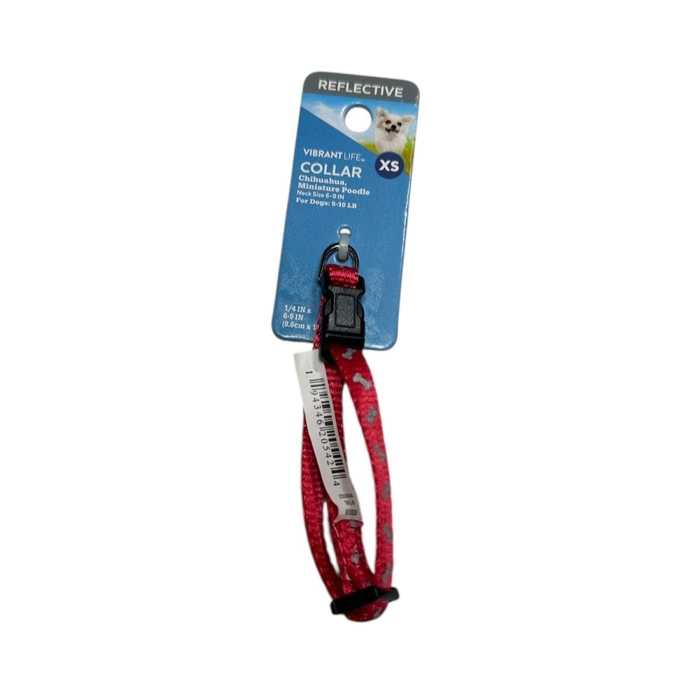 VIBRANT LIFE dog collar SIZE XS extra small‎ neck size 6-9 inch reflective